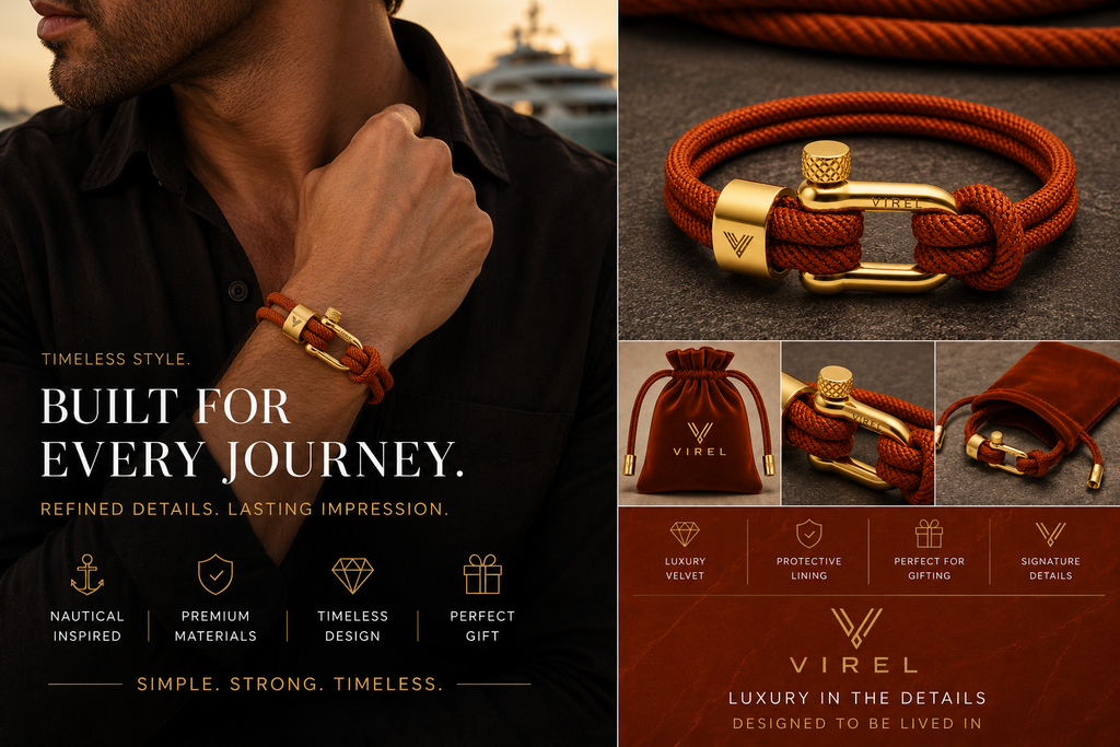 VIREL™ Burnt Orange Rope Shackle Bracelet