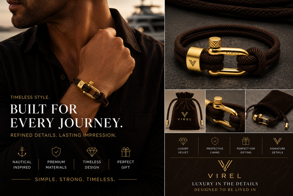 VIREL™ Espresso Gold Rope Shackle Bracelet