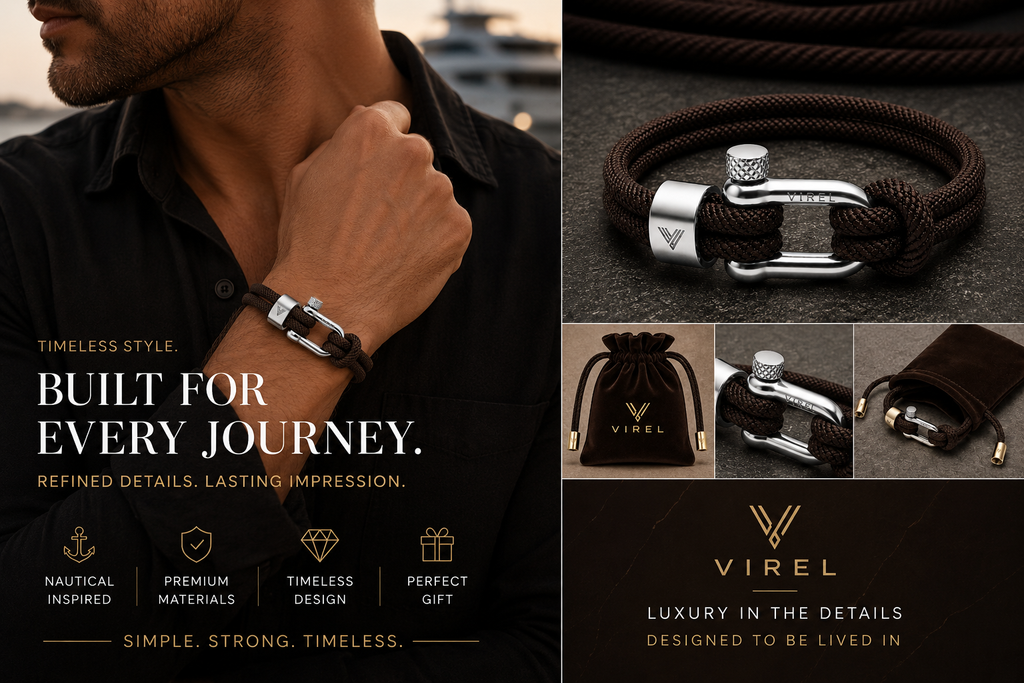VIREL™ Espresso Silver Rope Shackle Bracelet