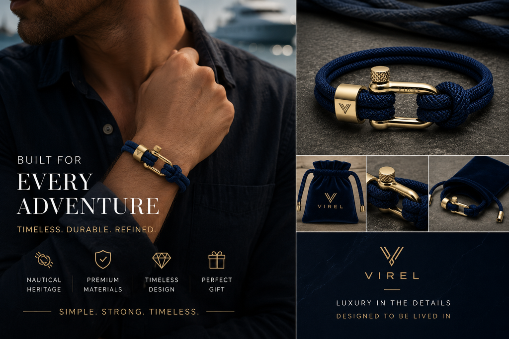 VIREL™ Ocean Blue Gold Rope Shackle Bracelet
