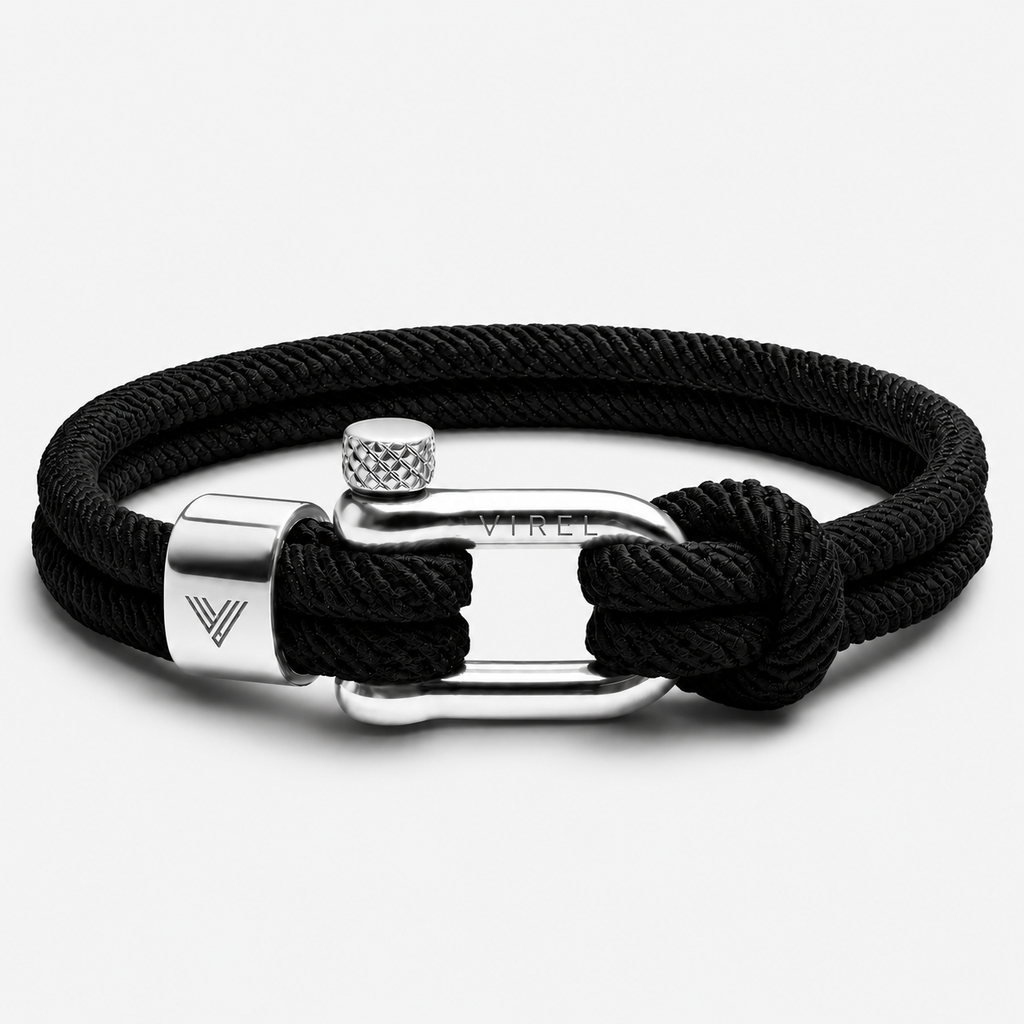 VIREL™ Midnight Steel Rope Shackle Bracelet