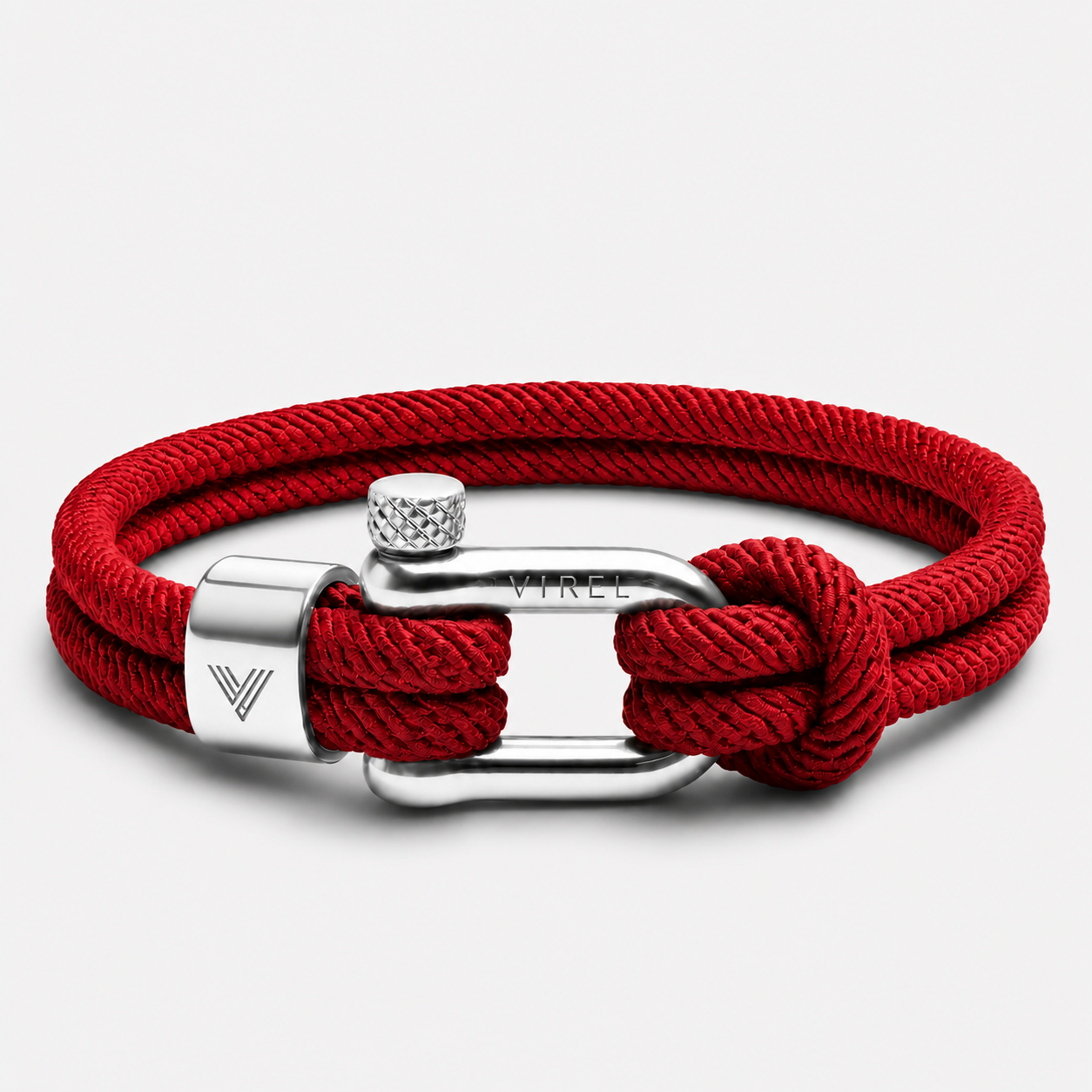 VIREL™ Crimson Steel Rope Shackle Bracelet