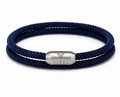 VIREL navy braided rope double-wrap bracelet with brushed stainless steel magnetic clasp
