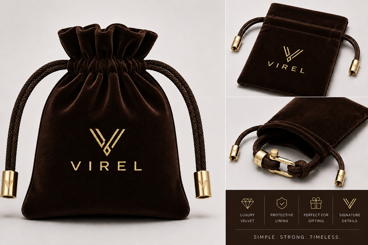 VIREL™ Espresso Gold Rope Shackle Bracelet