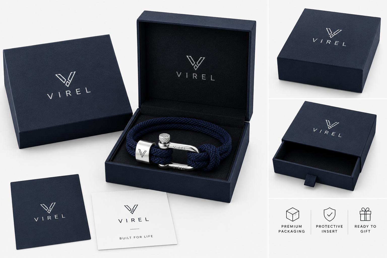 VIREL™ Atlantic Silver Rope Shackle Bracelet
