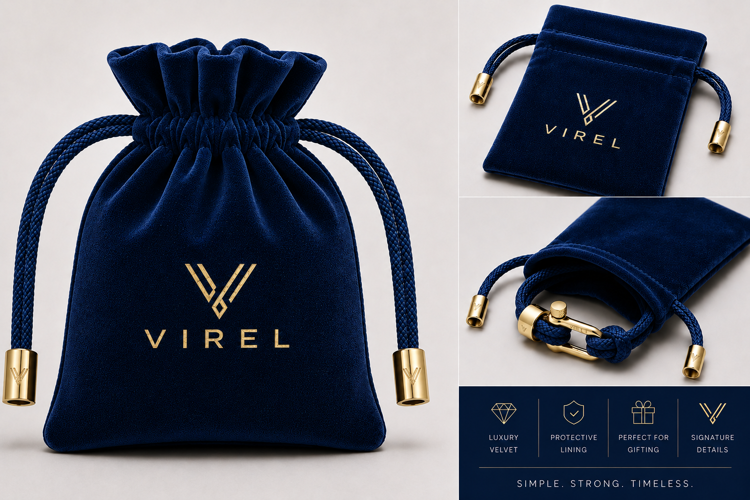 VIREL™ ocean Blue Gold Rope Shackle Bracelet