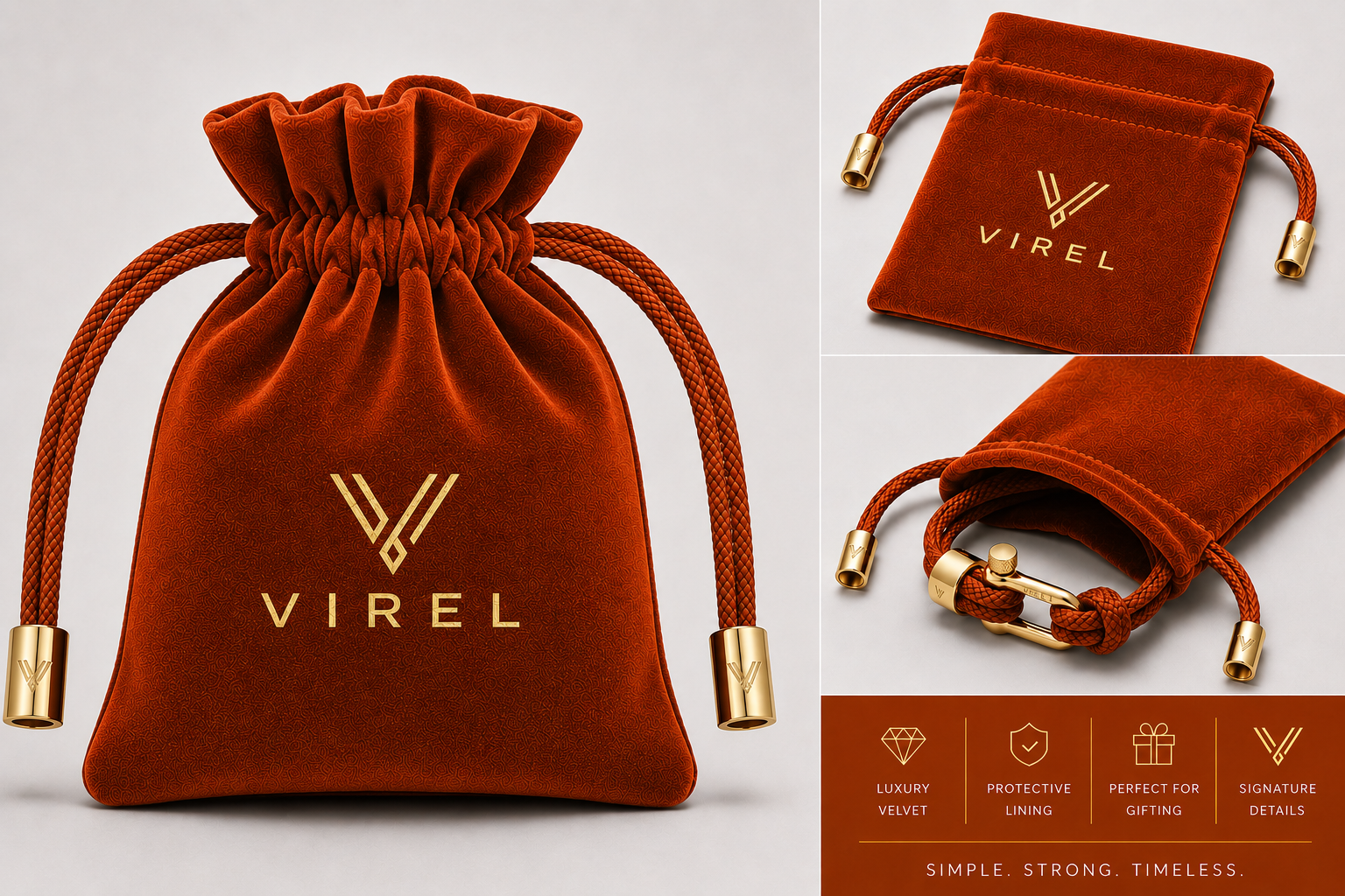 VIREL™ Burnt Orange Rope Shackle Bracelet