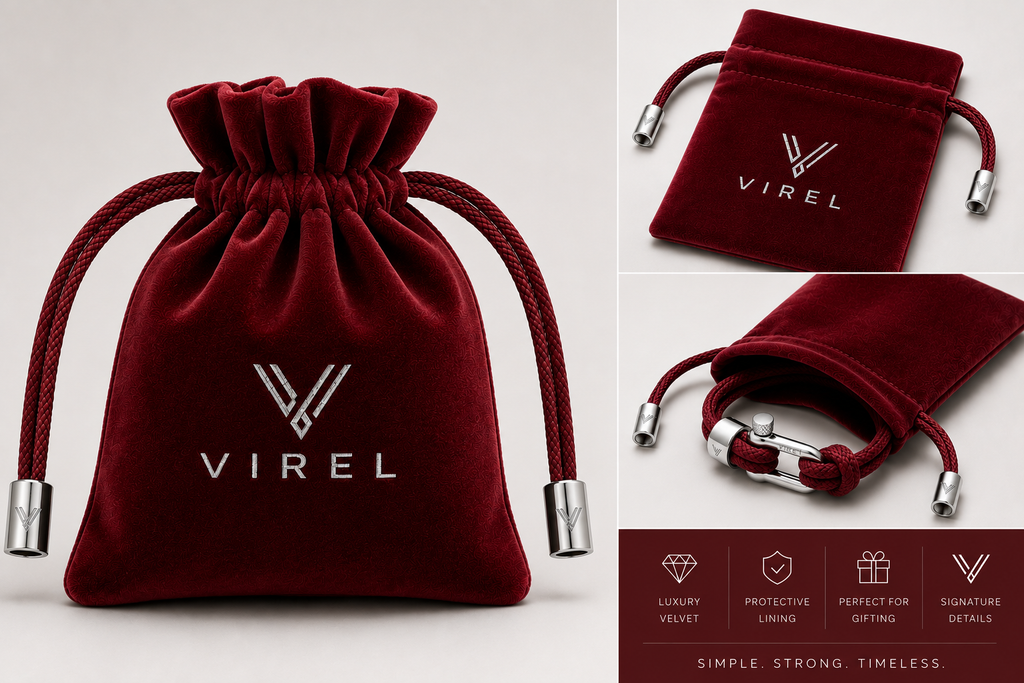 VIREL™ Crimson Steel Rope Shackle Bracelet