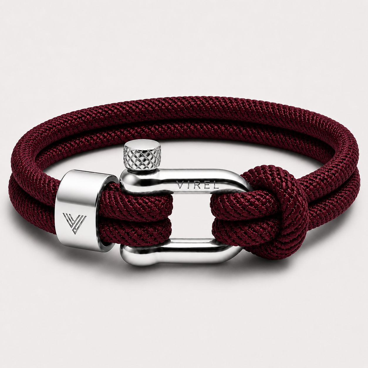 VIREL™ Bordeaux Silver Rope Shackle Bracelet