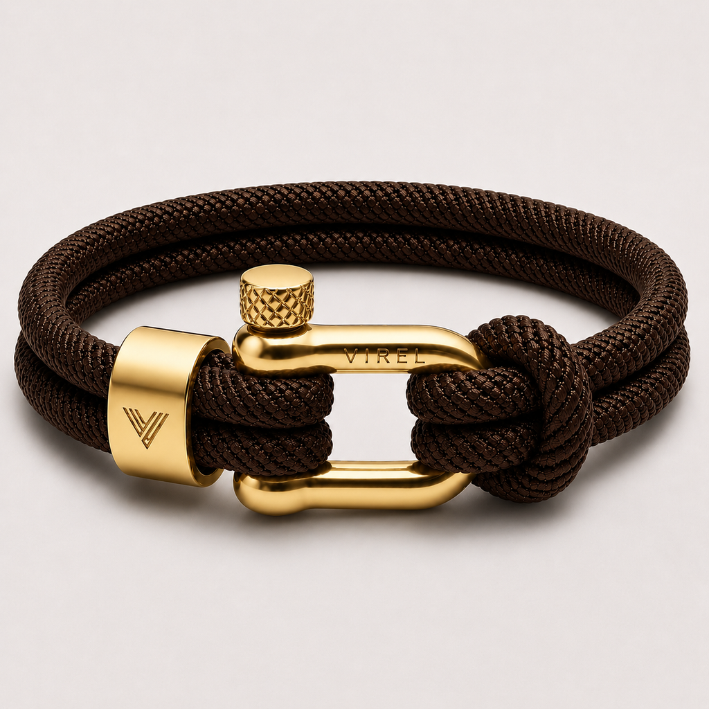 VIREL™ Espresso Gold Rope Shackle Bracelet