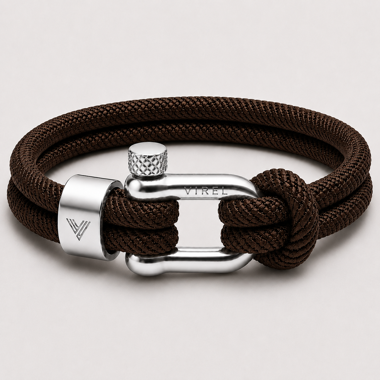 VIREL™ Espresso Silver Rope Shackle Bracelet